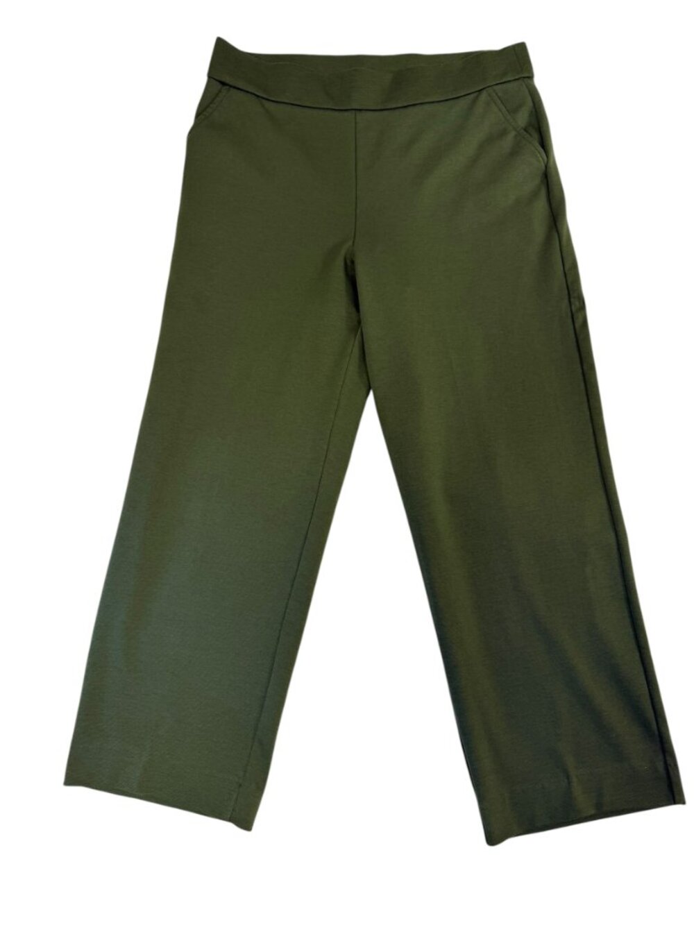 Breckenridge 12P Olive Green Stretch Pants Front Pockets Petite Straight Leg